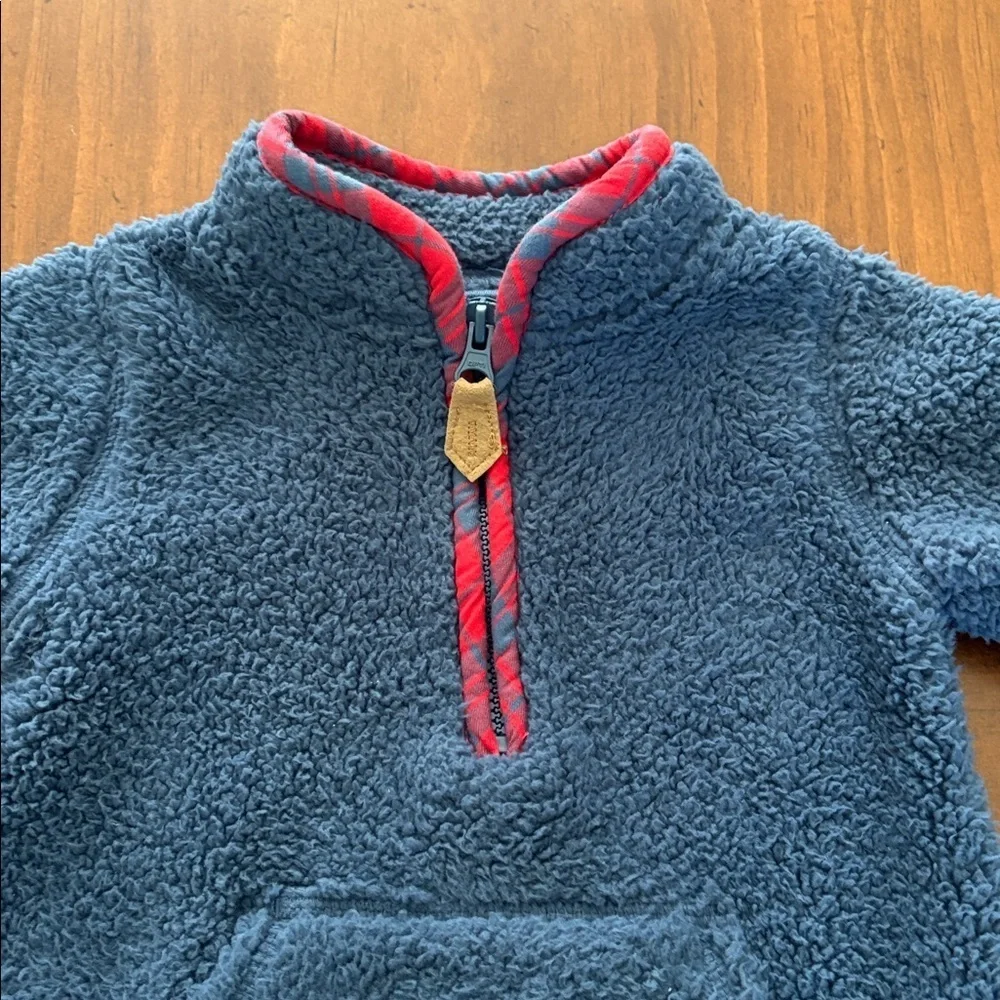 Carter's Fleece Sherpa Jumpsuit One Piece Half-Zip Blue Footless Size 3 Months